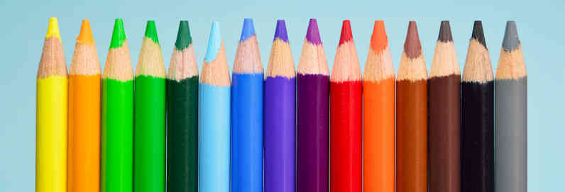 a close up of colourful pencils