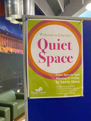 Quiet Space sign for lime tree restaurant