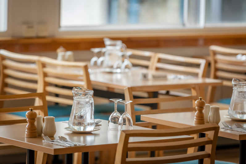 a wooden dining table
