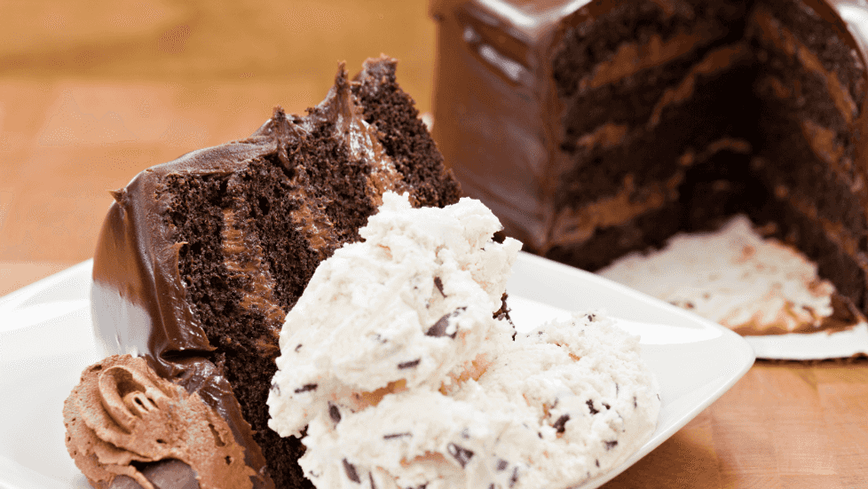 a piece of chocolate cake on a plate